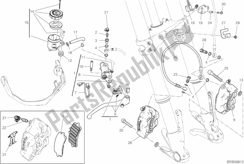 All parts for the Front Brake System of the Ducati Multistrada 1260 S Touring USA 2020